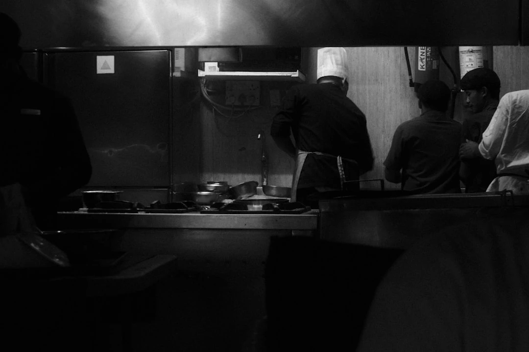 Professional restaurant kitchen during service