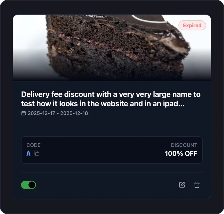 Discounts and campaigns management